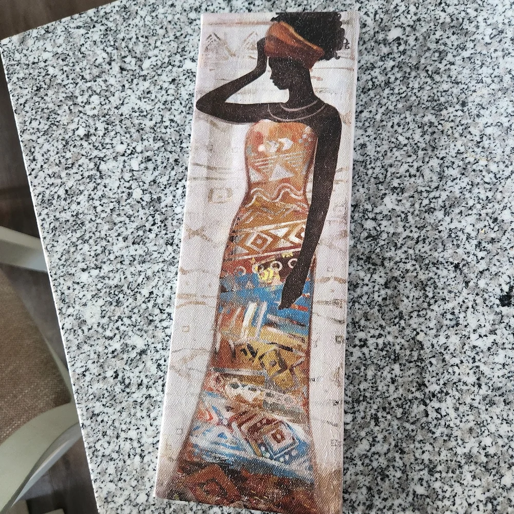 Saltoro Sherpi African Lady Hand Painted Canvas with Hanger